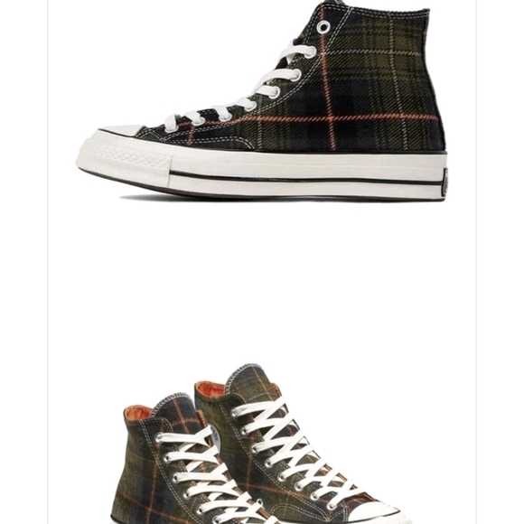 Converse High-Top Sneakers - Black, Brown, Green,and White Plaid - Picture 3 of 6